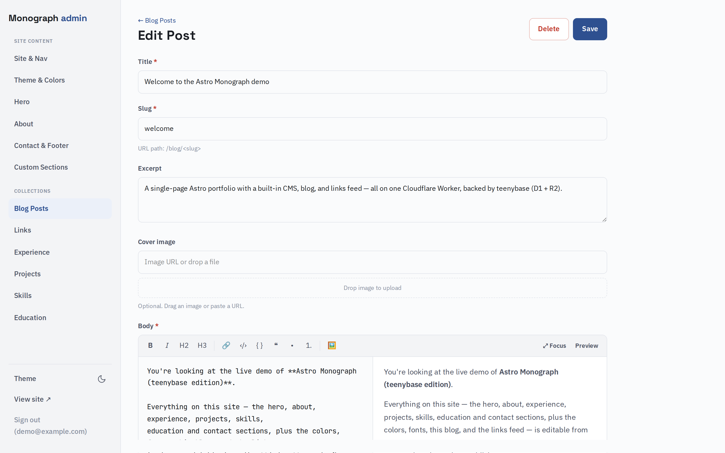 The Markdown blog editor